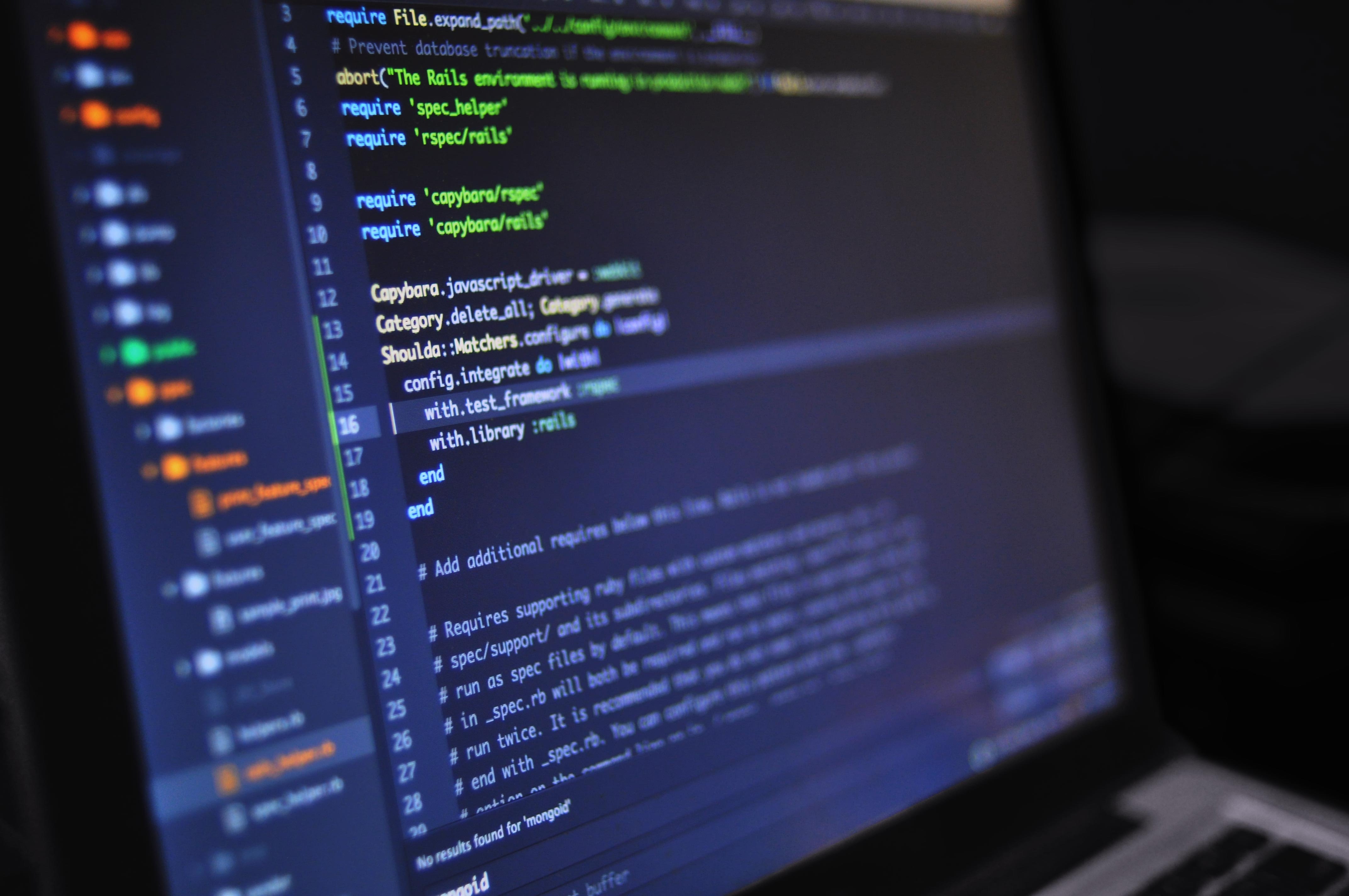 computer screen showing development code